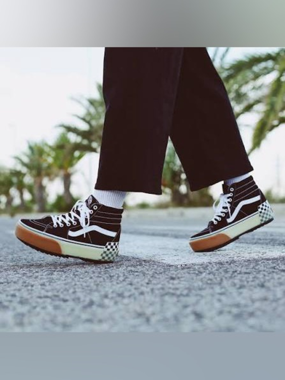 VANS SK8 Hi Stacked Checkerboard Lace Up Shoes